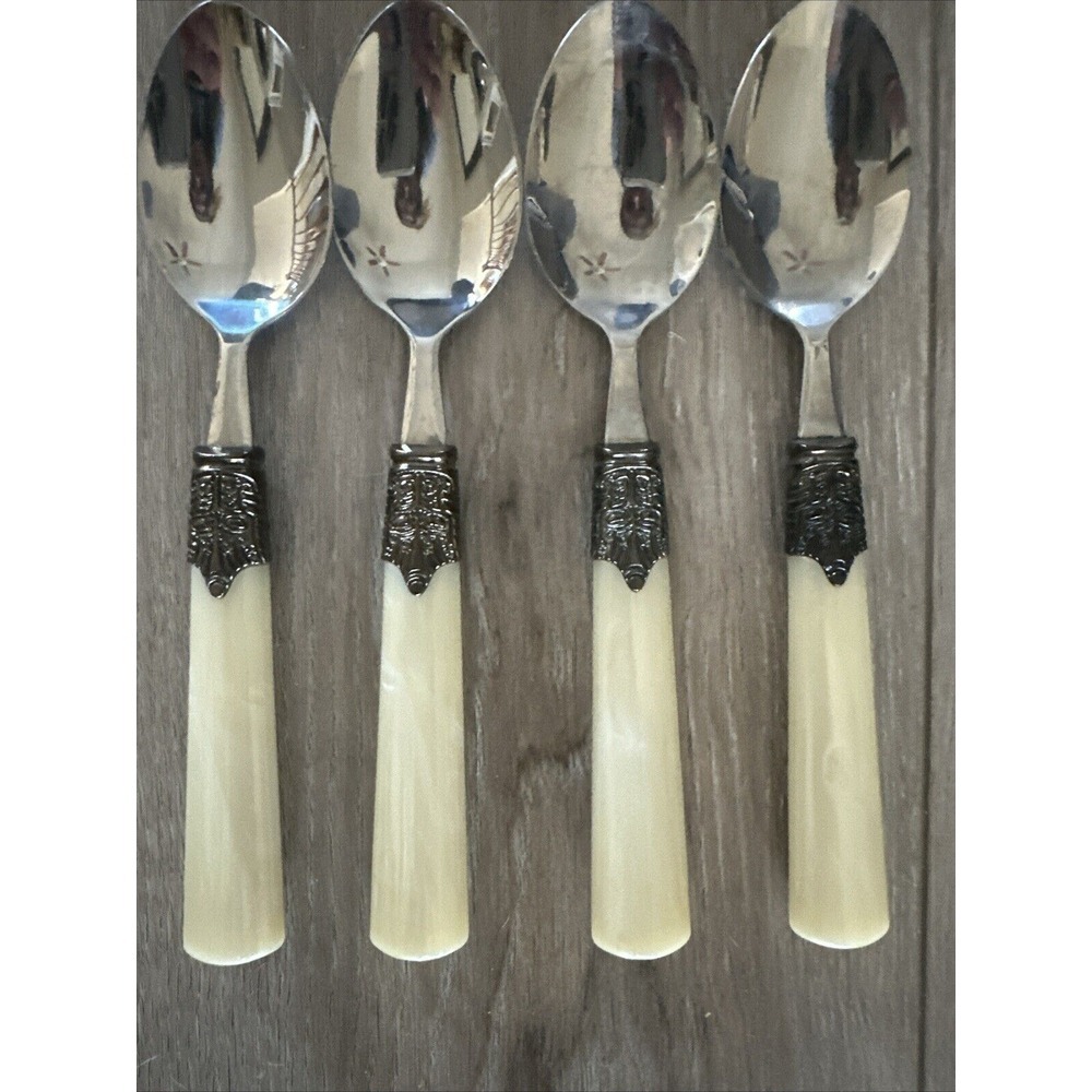 4 PCs Gibson Roseland White Oval Place Soup Spoon Glossy Stainless‎